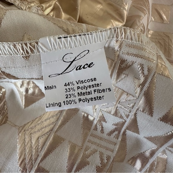 LACE The Label Twist-Back Metallic Gold Geometric Jacquard Maxi Dres XS - Picture 9 of 9